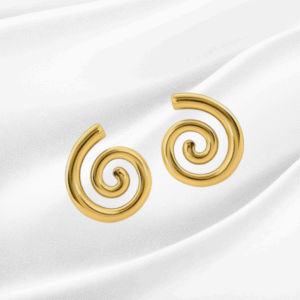 Golden Swirl Hoop Studs