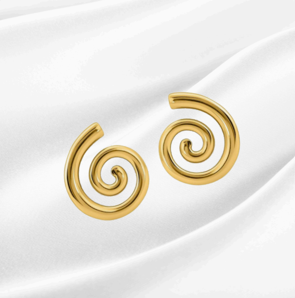 Golden Swirl Hoop Studs