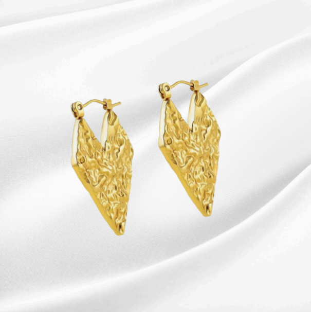 Textured Heart Hoops