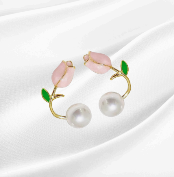 Pearl Rosebud Earrings